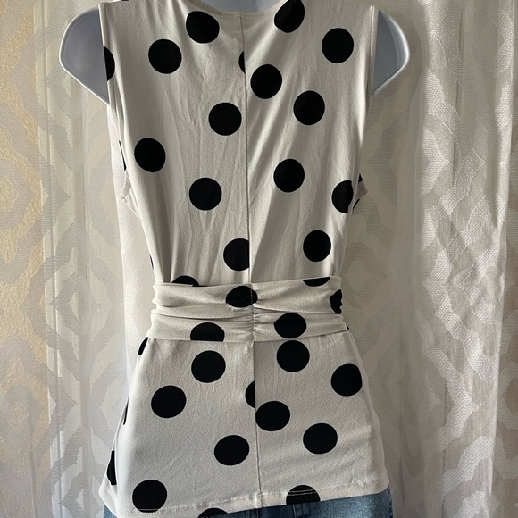INC White and black polka dot knit tie tank - Picture 2 of 3